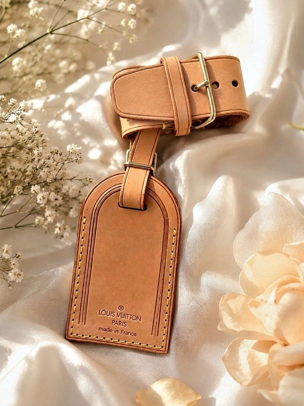Louis Vuitton Vachetta Leather Luggage Tag Brown